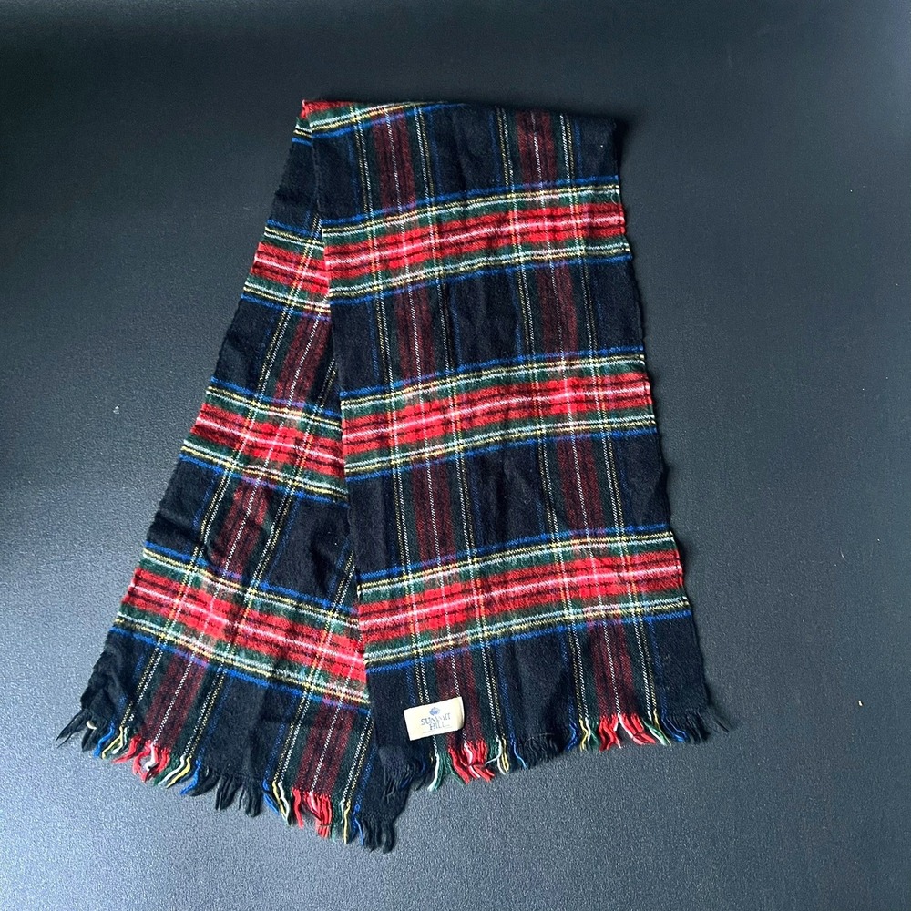 Summit Hill Black Plaid Tartan Fringed Winter Scarf Heritage Academia Scottish